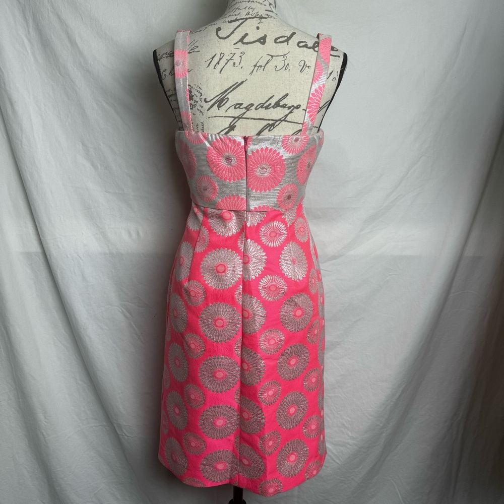 MAISON OLIVIA Italian Coral Pink and Silver Floral Dress Size 40 = S. NWOT - Picture 2 of 15